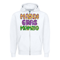 White mardi gras mambo Zipper Hoodie - MaliasSmallBusiness
