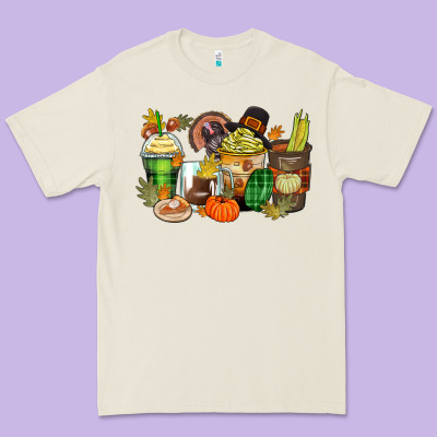 Thanksgiving Coffee Cups Premium Tee Designed By Zillion Design Studio