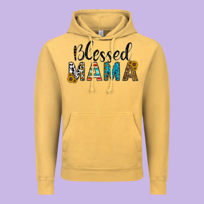 Blessed Mama Vintage Hoodie Designed By Cowhidedigitalart
