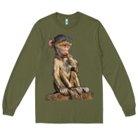 Army Green Baby Baboon Illustrations Long Sleeve Tee - LillyAllenDesigns