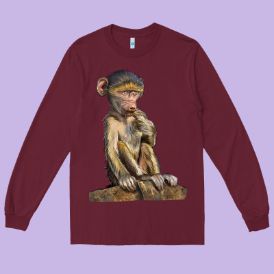 Baby Baboon Illustrations Long Sleeve Tee Designed By Lillyallendesigns