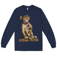 Navy Baby Baboon Illustrations Long Sleeve Tee - LillyAllenDesigns