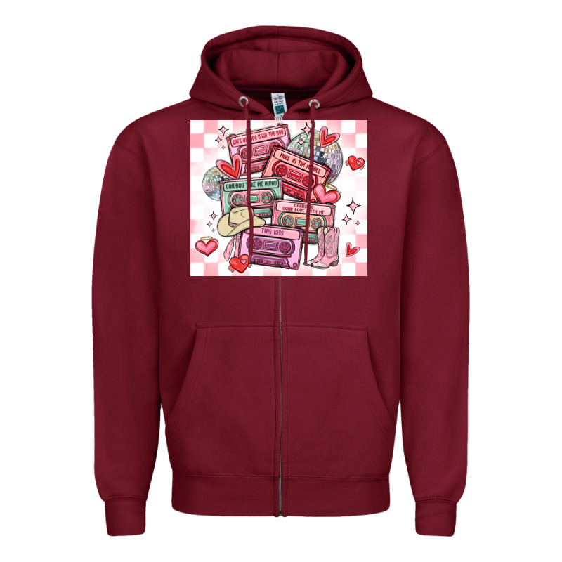 Valentine's Day Cassette Tapes Zipper Hoodie by MaliasSmallBusiness | Teevron