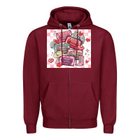 Burgundy valentine's day cassette tapes Zipper Hoodie - MaliasSmallBusiness
