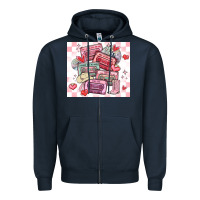 Navy valentine's day cassette tapes Zipper Hoodie - MaliasSmallBusiness