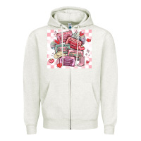 Oatmeal Heather valentine's day cassette tapes Zipper Hoodie - MaliasSmallBusiness
