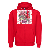 Red valentine's day cassette tapes Zipper Hoodie - MaliasSmallBusiness