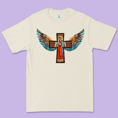 Our Lady Of Guadalupe Cross With Wings Premium Tee Designed By Barkaloodesign