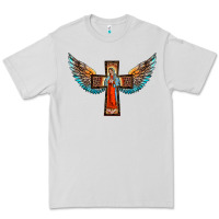 Dove Grey our lady of guadalupe cross with wings Premium Tee - BarkalooDesign