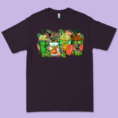 T Rex Coffee Cups Premium Tee Designed By Zillion Design Studio