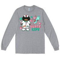Heather Grey nurse life afro american nurse Long Sleeve Tee - BarkalooDesign