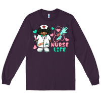 Plum nurse life afro american nurse Long Sleeve Tee - BarkalooDesign