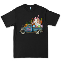 Black Happy Easter Truck with Bunny Eggs And Carrot Premium Tee - RanaPortraitStore