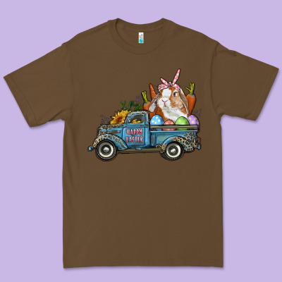 Premium Tee Happy Easter Truck with Bunny Eggs And Carrot
