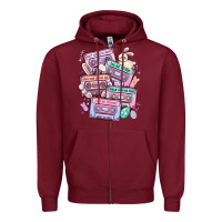 Burgundy easter cassette tapes Zipper Hoodie - MaliasSmallBusiness