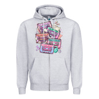 Heather Grey easter cassette tapes Zipper Hoodie - MaliasSmallBusiness
