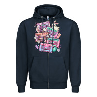 Navy easter cassette tapes Zipper Hoodie - MaliasSmallBusiness