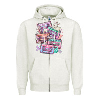 Oatmeal Heather easter cassette tapes Zipper Hoodie - MaliasSmallBusiness