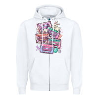 White easter cassette tapes Zipper Hoodie - MaliasSmallBusiness
