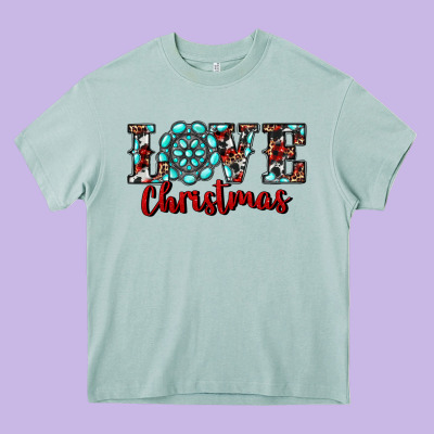 Heavy Core Tee Western Gemstone Christmas Love