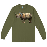 Army Green Rhino Illustrations Long Sleeve Tee - LillyAllenDesigns