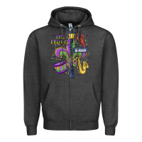Charcoal Heather new orleans mardi gras streets Zipper Hoodie - MaliasSmallBusiness