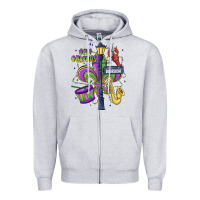 Heather Grey new orleans mardi gras streets Zipper Hoodie - MaliasSmallBusiness