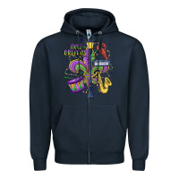Navy new orleans mardi gras streets Zipper Hoodie - MaliasSmallBusiness