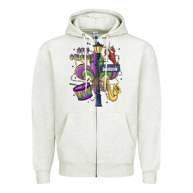 New Orleans Mardi Gras Streets Zipper Hoodie by MaliasSmallBusiness | Teevron