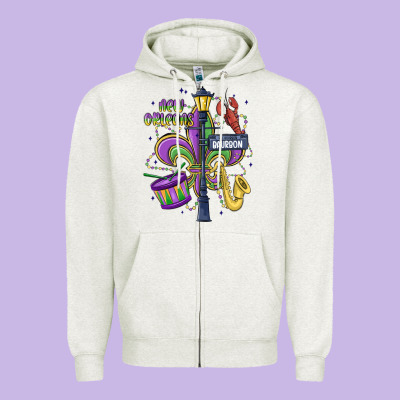 New Orleans Mardi Gras Streets Zipper Hoodie Designed By Maliassmallbusiness