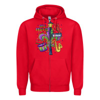 Red new orleans mardi gras streets Zipper Hoodie - MaliasSmallBusiness
