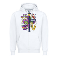 White new orleans mardi gras streets Zipper Hoodie - MaliasSmallBusiness