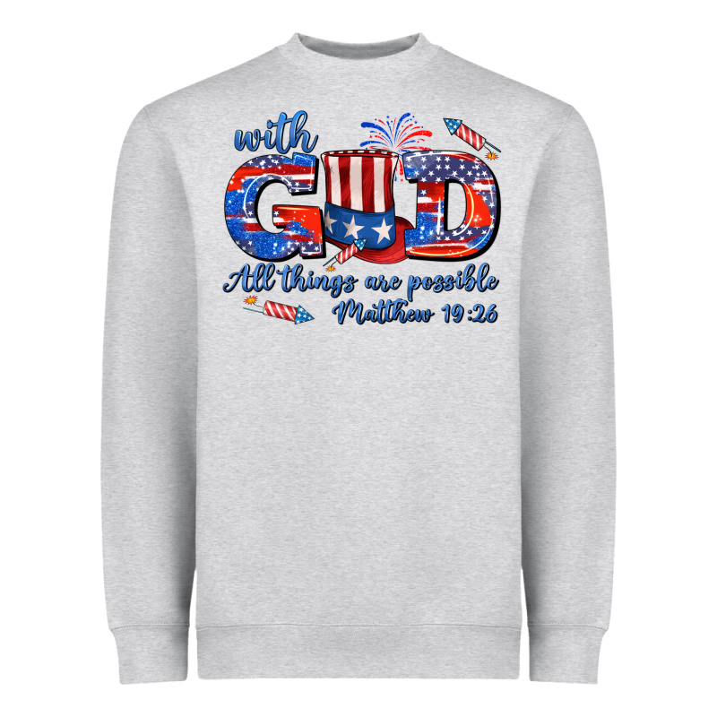 With God All Things Are Possible Usa Heavyweight Sweatshirt by AdoDesignShop | Teevron