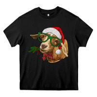 Black Christmas Glasses Goat Heavy Core Tee - RanaPortraitStore