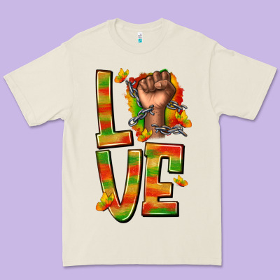 Premium Tee love juneteenth with fist