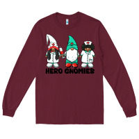 Burgundy hero gnomies african american nurse gnomies medical gnomies Long Sleeve Tee - BarkalooDesign