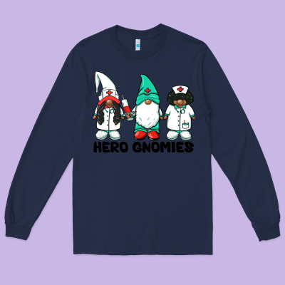 Hero Gnomies African American Nurse Gnomies Medical Gnomies Long Sleeve Tee Designed By Barkaloodesign