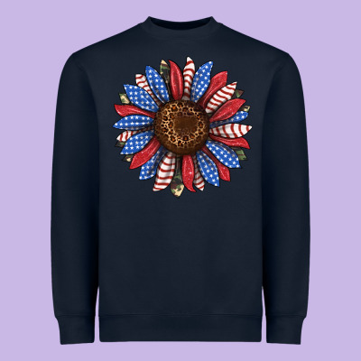 Usa Flag Camouflage Sunflower Heavyweight Sweatshirt Designed By Jahusdesignshop