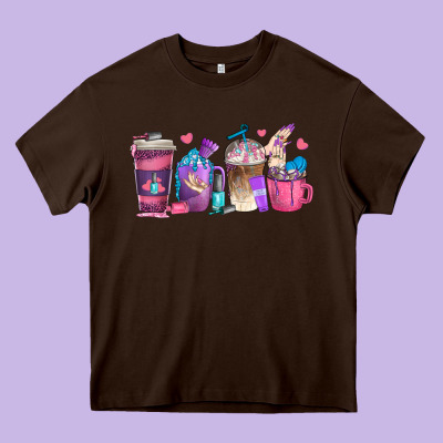 Nail Hustler Coffee Cups Heavy Core Tee Designed By Texasbilliewilder