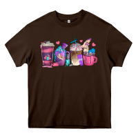 Chocolate Brown nail hustler coffee cups Heavy Core Tee - texasbilliewilder
