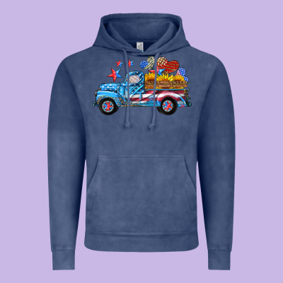 American Truck And Flag With Stars Vintage Hoodie Designed By Hra Design Shop