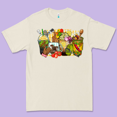 Lunch Lady Coffee Cups Premium Tee Designed By Zillion Design Studio