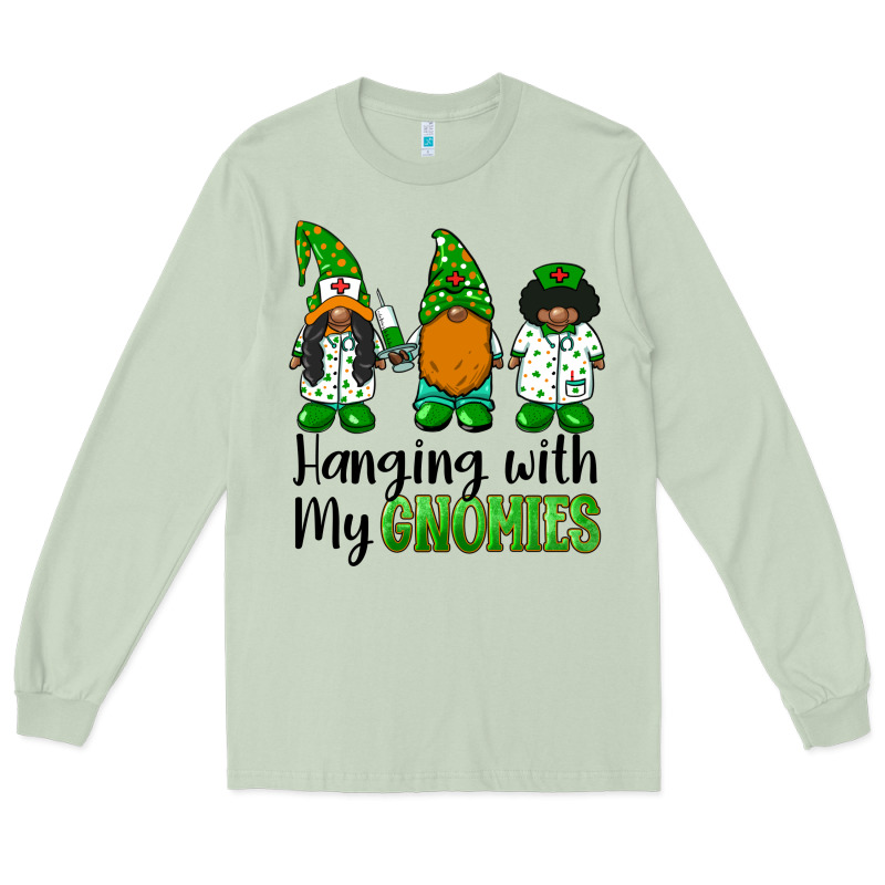 Hanging With My Gnomies African American Nurse Gnomies Long Sleeve Tee by BarkalooDesign | Teevron
