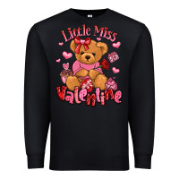 Black little miss valentine teddy bear Premium Sweatshirt - LillyAllenDesigns
