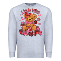 Heather Grey little miss valentine teddy bear Premium Sweatshirt - LillyAllenDesigns