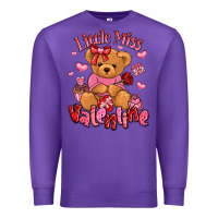 Purple little miss valentine teddy bear Premium Sweatshirt - LillyAllenDesigns