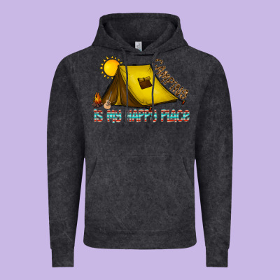 Camping Is My Happy Place Vintage Hoodie Designed By Cowhidedigitalart