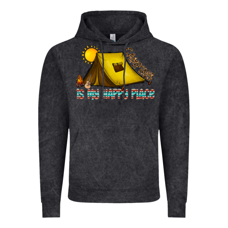 Camping Is My Happy Place Vintage Hoodie by CowhideDigitalArt | Teevron