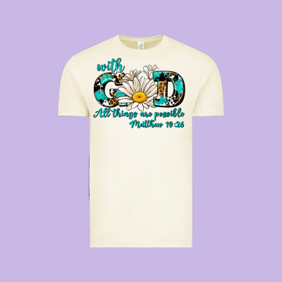 With God All Things Are Possible Daisy Vintage Tee Designed By Adodesignshop