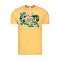 Vintage Mustard with god all things are possible daisy Vintage Tee - AdoDesignShop